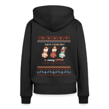 Have Yourself A Meowy Little Christmas - Frauen Premium Bio Hoodie - Schwarz - Hinten - Julia (174cm)