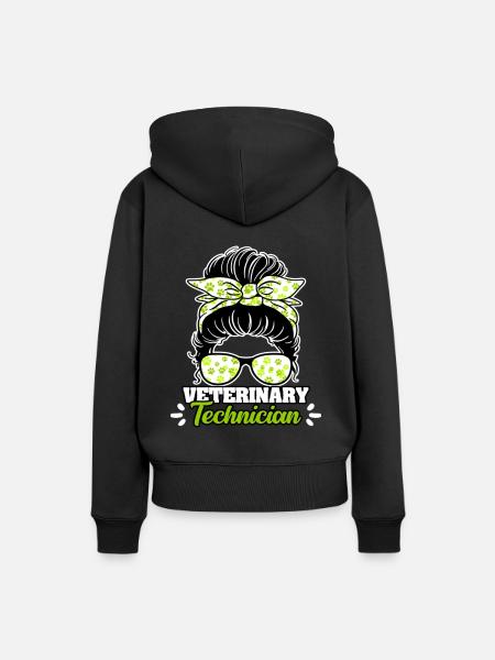 Veterinary Technician Messy Bun - Frauen Premium Bio Hoodie - Schwarz