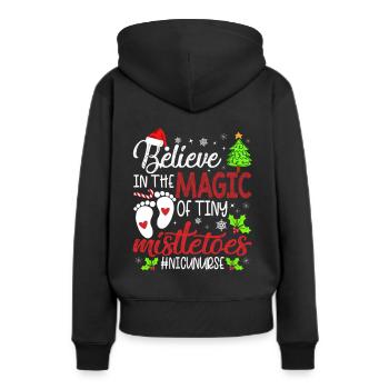 Infirmière de l’USIN Believin Magie Du minuscule gui - Sweat à capuche Premium bio Femme - noir - Dos - Julia (174cm)