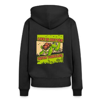 La vie est meilleure avec les tortues tortues aquatiques - Sweat à capuche Premium bio Femme - noir - Dos - Julia (174cm)