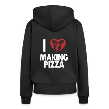 J’adore faire pizza plateau pizza pizza four pizza pizza - Sweat à capuche Premium bio Femme - noir - Dos - Julia (174cm)