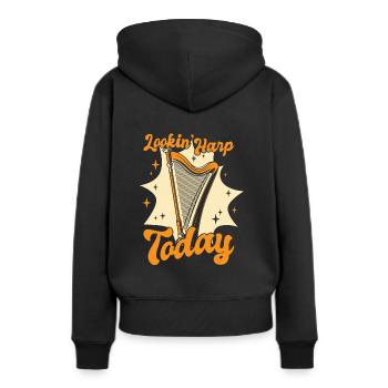 Lookin Harp Today Harp Music Harp Harp Harp Player - Sweat à capuche Premium bio Femme - noir - Dos - Julia (174cm)