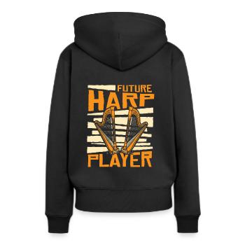 Futur joueur de harpe Harpe Musique Harpe Harpe Harpe Joueur de harpe - Sweat à capuche Premium bio Femme - noir - Dos - Julia (174cm)