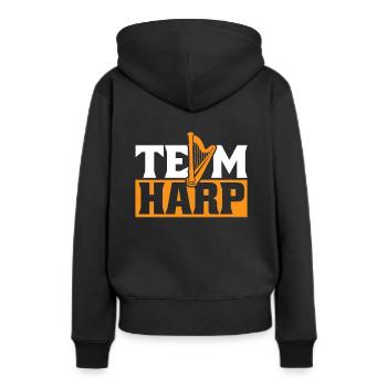Harpe d’équipe Harpe de concert Harpe Harpe Musique - Sweat à capuche Premium bio Femme - noir - Dos - Julia (174cm)