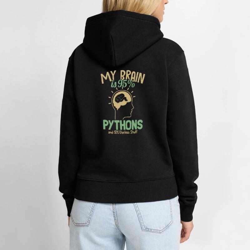 Mon cerveau est composé à 95% de pythons Python Snake Banana Sweat à capuche Premium bio Femme