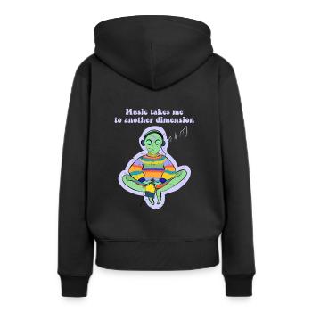 Musik Bringt Mich In Eine Andere Dimension Ufo - Frauen Premium Bio Hoodie - Schwarz - Hinten - Julia (174cm)
