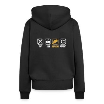 Essen Schlaf Biber Wiederholen Castor Canadensis - Frauen Premium Bio Hoodie - Schwarz - Hinten - Julia (174cm)