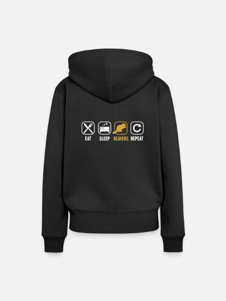 Manger Dormir Castors Répéter Castor Canadensis - Sweat à capuche Premium bio Femme - noir