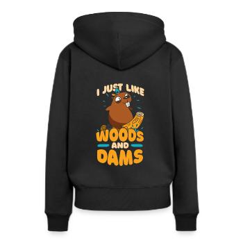 Ich mag einfach Wälder und Dämme Castor Canadensis - Frauen Premium Bio Hoodie - Schwarz - Hinten - Julia (174cm)