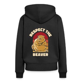 Respektieren Sie den Biber Eurasischer Castor canadensis - Frauen Premium Bio Hoodie - Schwarz - Hinten - Julia (174cm)