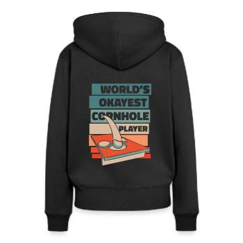 World’s Okayest Cornhole Player Plateaux de jeu - Sweat à capuche Premium bio Femme - noir - Dos - Julia (174cm)