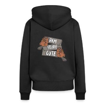 Dam You're Cute Castor Canadensis Nordamerika - Frauen Premium Bio Hoodie - Schwarz - Hinten - Julia (174cm)