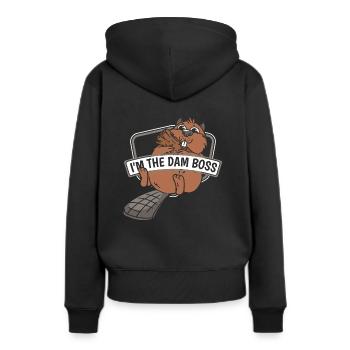 Ich bin der Damm Eurasischer Castor canadensis Biber - Frauen Premium Bio Hoodie - Schwarz - Hinten - Julia (174cm)