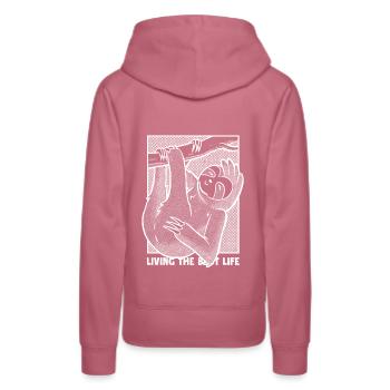 Das beste Leben leben Folivora Braunkehl - Frauen Premium Bio Hoodie - Malve - Hinten - Isabella (175cm)