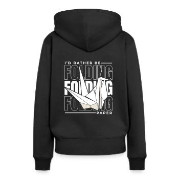 Je préfère plier du papier Papier grue Plier - Sweat à capuche Premium bio Femme - noir - Dos - Julia (174cm)