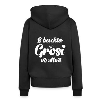 Beste Grosi s beschtä Grosi Oma Schweiz Grosi - Frauen Premium Bio Hoodie - Schwarz - Hinten - Julia (174cm)