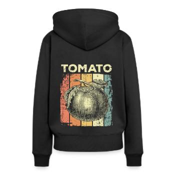 Tomate - Frauen Premium Bio Hoodie - Schwarz - Hinten - Julia (174cm)