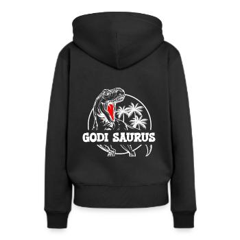 Godi Saurus zur Godi befördert Patentante Österrei - Frauen Premium Bio Hoodie - Schwarz - Hinten - Julia (174cm)