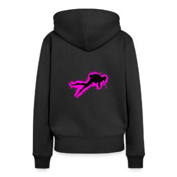 Silhouette  Sport Pink und Schwarz Umriss - Frauen Premium Bio Hoodie - Schwarz - Hinten - Julia (174cm)