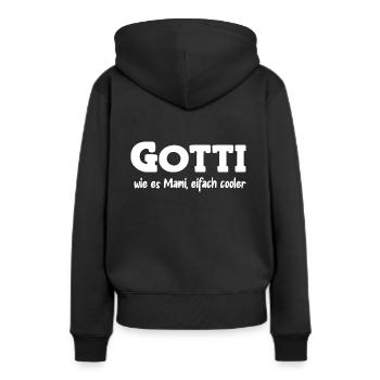 Gotti wie es Mami eifach cooler Patentante Schweiz - Frauen Premium Bio Hoodie - Schwarz - Hinten - Julia (174cm)