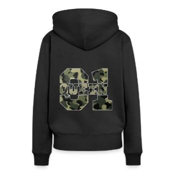 Pärchen Design! King - Queen! - Frauen Premium Bio Hoodie - Schwarz - Hinten - Julia (174cm)