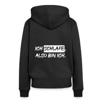 Schlafen - Frauen Premium Bio Hoodie - Schwarz - Hinten - Julia (174cm)