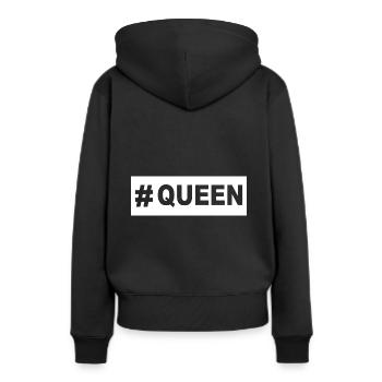 Pärchen Design! King - Queen! - Frauen Premium Bio Hoodie - Schwarz - Hinten - Julia (174cm)