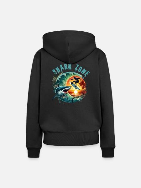 Shark Zone - Frauen Premium Bio Hoodie - Schwarz