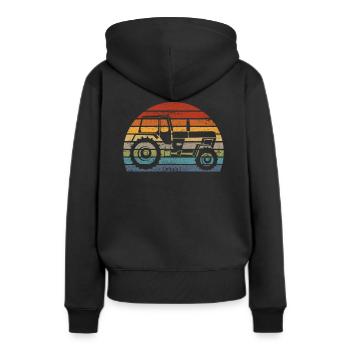 Progress tractor farmer tractor retro ddr - Women’s Premium Organic Hoodie - black - Back - Julia (174cm)