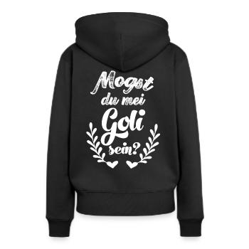 Mogst du mei Goli sein Patentante fragen Taufe - Frauen Premium Bio Hoodie - Schwarz - Hinten - Julia (174cm)