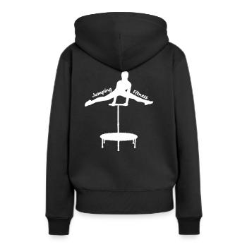 Jumping Fitness Geschenk Geschenkidee - Frauen Premium Bio Hoodie - Schwarz - Hinten - Julia (174cm)