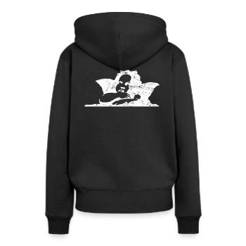 niedliches barockes Design - Raffaels Engel - Frauen Premium Bio Hoodie - Schwarz - Hinten - Julia (174cm)