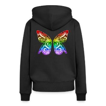 Rainbow Butterfly Gay Pride LGBT LGBTQ Love - Women’s Premium Organic Hoodie - black - Back - Julia (174cm)