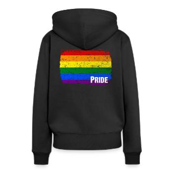 Drapeau arc-en-ciel de la fierté - Sweat à capuche Premium bio Femme - noir - Dos - Julia (174cm)