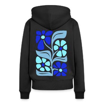 Flower Power - Frauen Premium Bio Hoodie - Schwarz - Hinten - Julia (174cm)