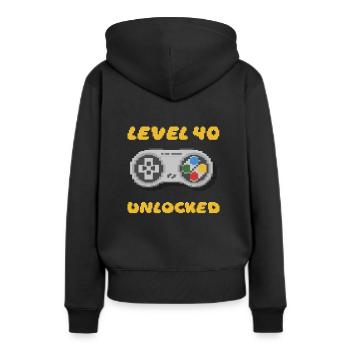 Level 40 Unlocked - 16 Bit Gamer 40. Geburtstag - Frauen Premium Bio Hoodie - Schwarz - Hinten - Julia (174cm)