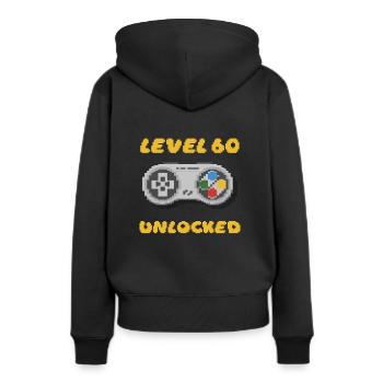 Level 60 Unlocked - 16 Bit 60. Geburtstag - Frauen Premium Bio Hoodie - Schwarz - Hinten - Julia (174cm)