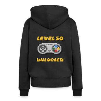 Level 50 Unlocked - 16 Bit Gamer 50. Geburtstag - Frauen Premium Bio Hoodie - Schwarz - Hinten - Julia (174cm)