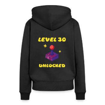 Level 30 Unlocked - 16 Bit Joystick 30. Geburtstag - Frauen Premium Bio Hoodie - Schwarz - Hinten - Julia (174cm)