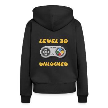 30. Geburtstag - Level 30 Unlocked 16 bit - Frauen Premium Bio Hoodie - Schwarz - Hinten - Julia (174cm)