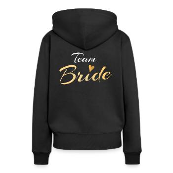 Team Bride Gold Typografie - Braut JGA Hochzeit - Frauen Premium Bio Hoodie - Schwarz - Hinten - Julia (174cm)