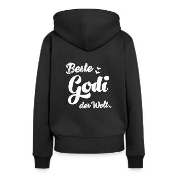 Beste Godi fragen Patentante Tante Lieblingstante - Frauen Premium Bio Hoodie - Schwarz - Hinten - Julia (174cm)