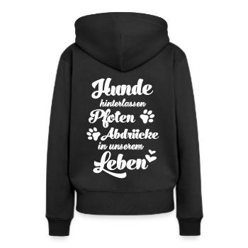 Hunde hinterlassen Pfotenabdrücke in unserem Leben - Frauen Premium Bio Hoodie - Schwarz - Hinten - Julia (174cm)