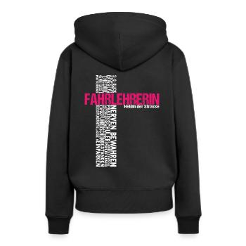 Fahrlehrerin Heldin der Straße Lehrer Fahrschule - Frauen Premium Bio Hoodie - Schwarz - Hinten - Julia (174cm)