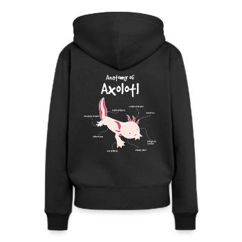 Axolotl Anatomie - Frauen Premium Bio Hoodie - Schwarz - Hinten - Julia (174cm)