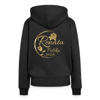 Renata - Rosen - Polnische Rose - Frauen Premium Bio Hoodie - Schwarz - Hinten - Julia (174cm)