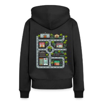 Autos Straßen Kinder Schilder Route Verkehr - Frauen Premium Bio Hoodie - Schwarz - Hinten - Julia (174cm)