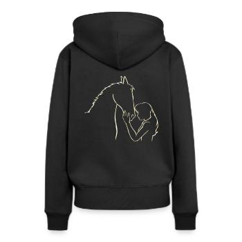 Pferde Mädchen Pferd Reiten Reiter Reitsport - Frauen Premium Bio Hoodie - Schwarz - Hinten - Julia (174cm)