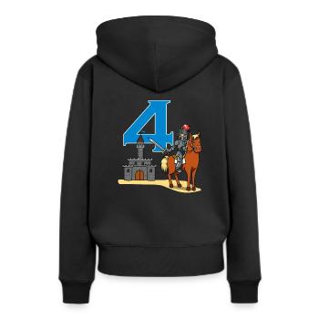 4ème anniversaire guerrier de château chevalier médiéval - Sweat à capuche Premium bio Femme - noir - Dos - Julia (174cm)