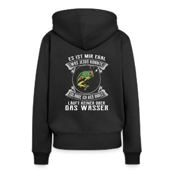 Angeln Angler Jesus Fischer Fischen Geschenkidee - Frauen Premium Bio Hoodie - Schwarz - Hinten - Julia (174cm)